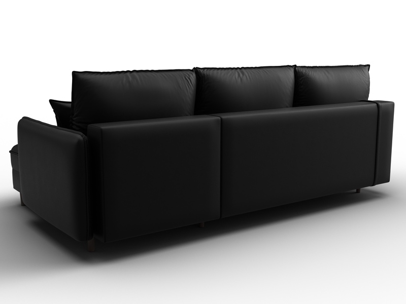 Диван угловой Лига-064 НПБ угол универсальный, Экокожа, GRIFON 18 черный