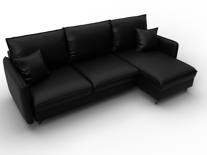 Диван угловой Лига-064 НПБ угол универсальный, Экокожа, GRIFON 18 черный