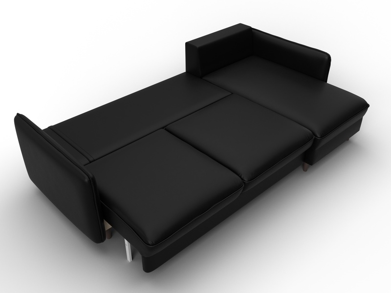 Диван угловой Лига-064 НПБ угол универсальный, Экокожа, GRIFON 18 черный