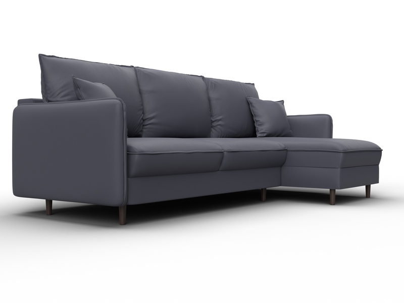 Диван угловой Лига-064 НПБ угол универсальный, Экокожа, GRIFON 15 серый