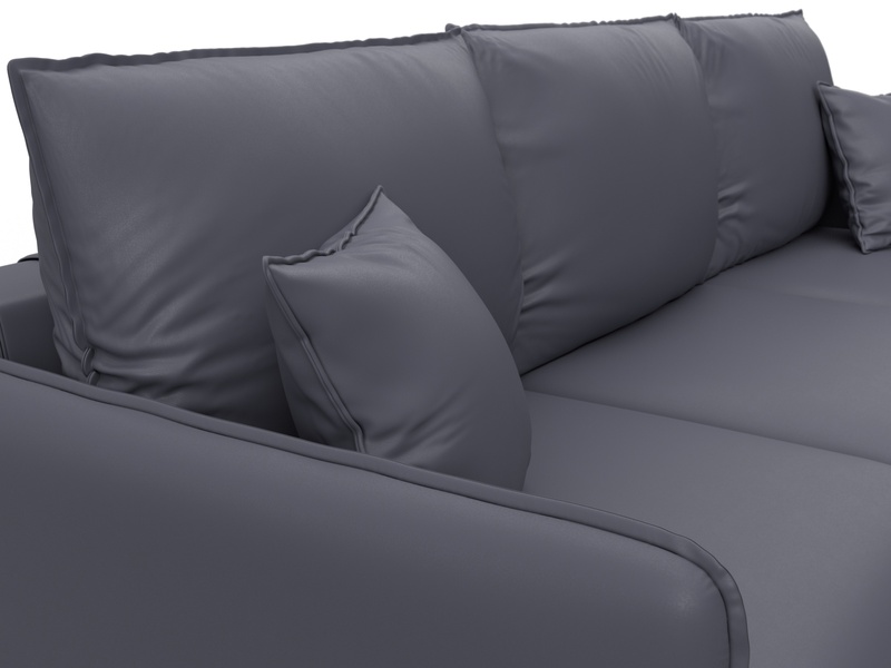 Диван угловой Лига-064 НПБ угол универсальный, Экокожа, GRIFON 15 серый