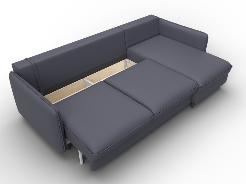 Диван угловой Лига-064 НПБ угол универсальный, Экокожа, GRIFON 15 серый