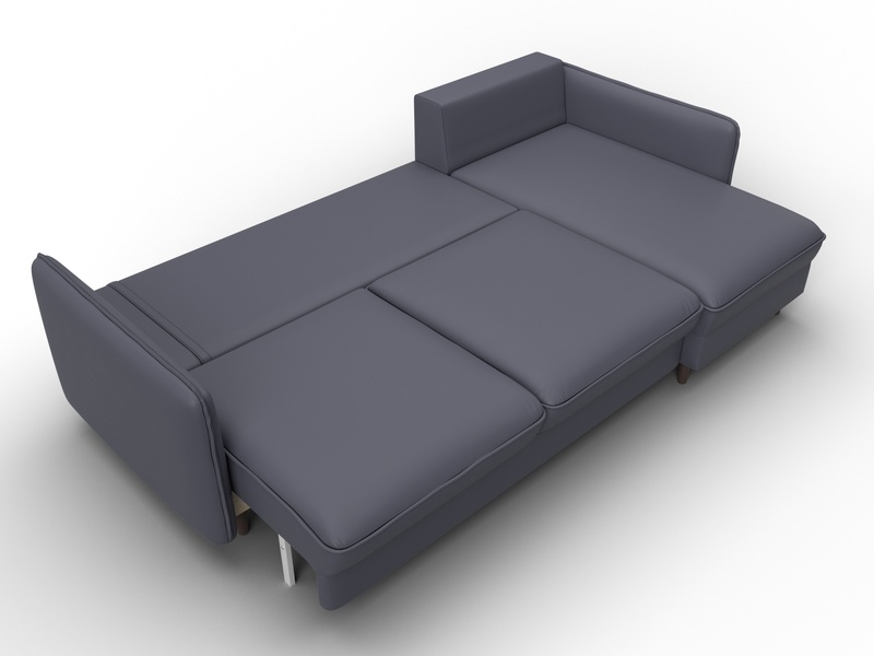 Диван угловой Лига-064 НПБ угол универсальный, Экокожа, GRIFON 15 серый