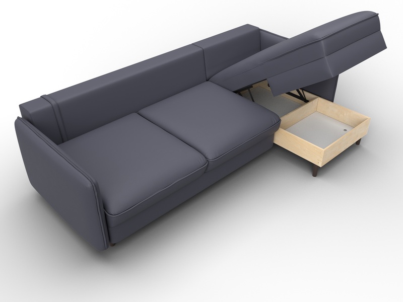 Диван угловой Лига-064 НПБ угол универсальный, Экокожа, GRIFON 15 серый