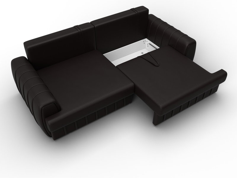 Диван прямой Лига-057 НПБ, Экокожа, GRIFON 12 коричневый