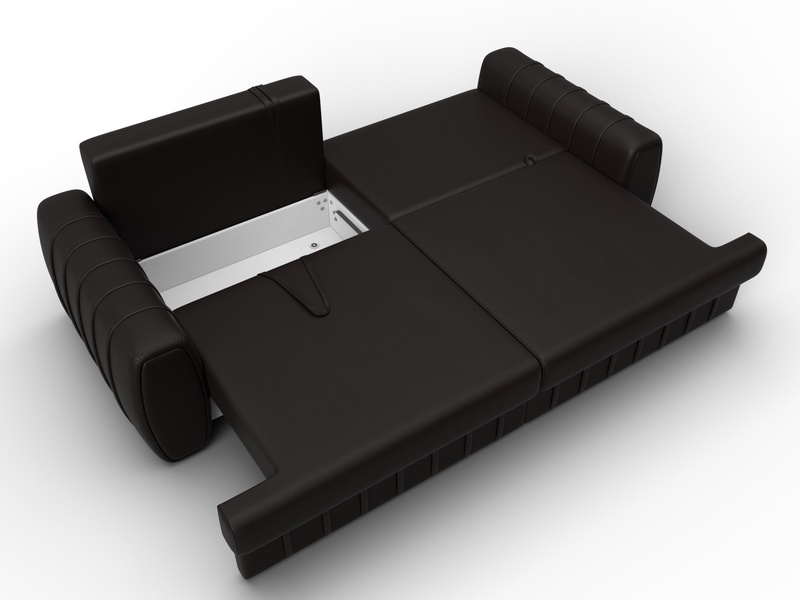 Диван прямой Лига-057 НПБ, Экокожа, GRIFON 12 коричневый