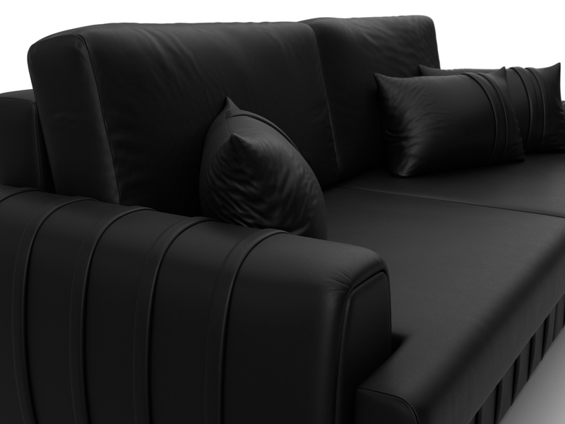 Диван прямой Лига-057 НПБ, Экокожа, GRIFON 18 черный