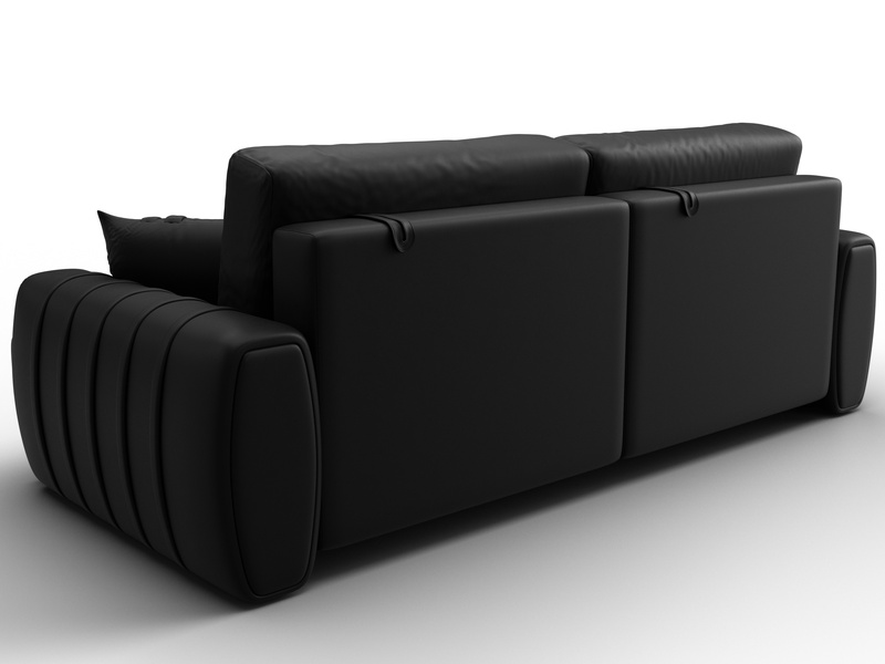 Диван прямой Лига-057 НПБ, Экокожа, GRIFON 18 черный