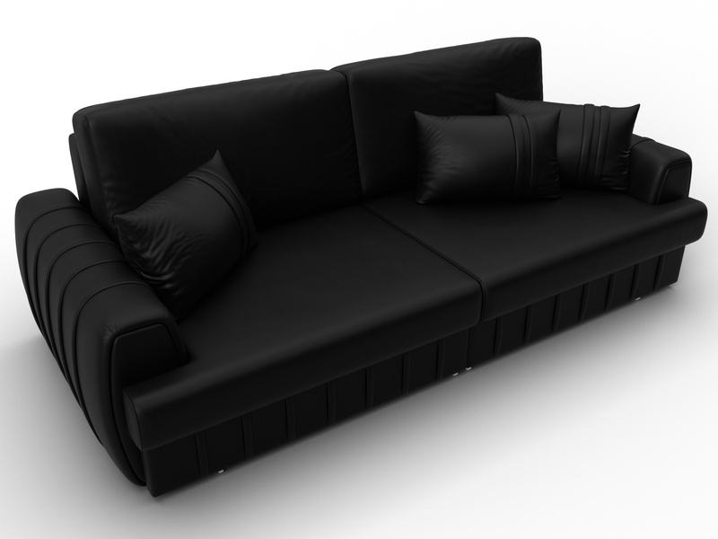 Диван прямой Лига-057 НПБ, Экокожа, GRIFON 18 черный