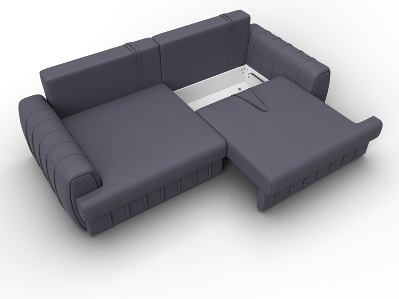 Диван прямой Лига-057 НПБ, Экокожа, GRIFON 15 серый