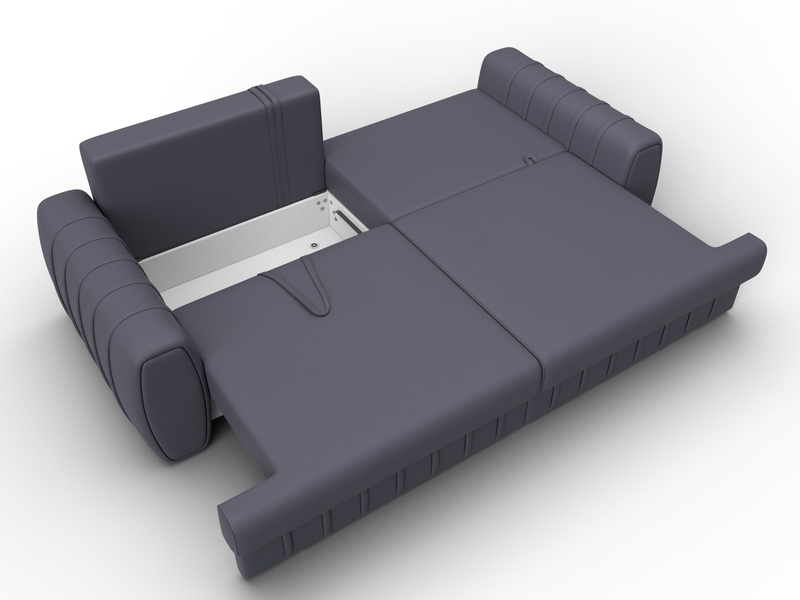 Диван прямой Лига-057 НПБ, Экокожа, GRIFON 15 серый