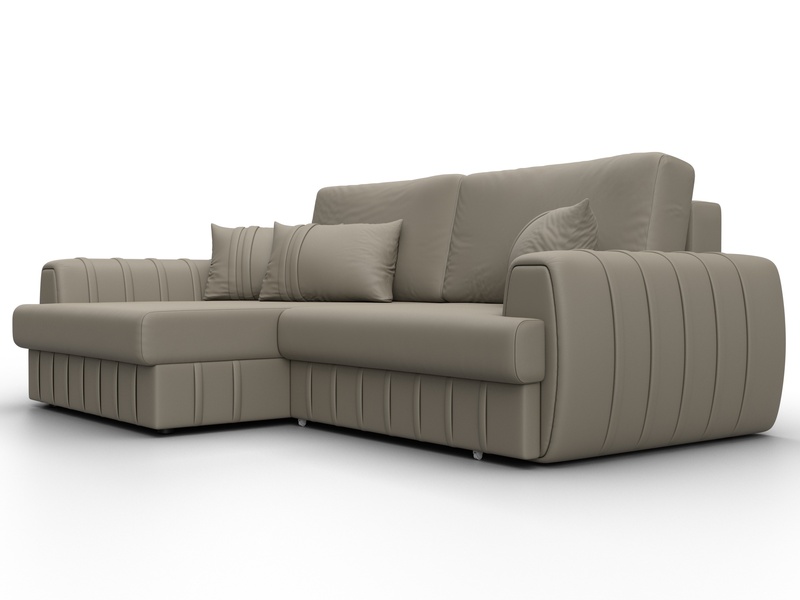 Диван угловой Лига-057 НПБ угол левый, Экокожа, GRIFON 04 бежевый