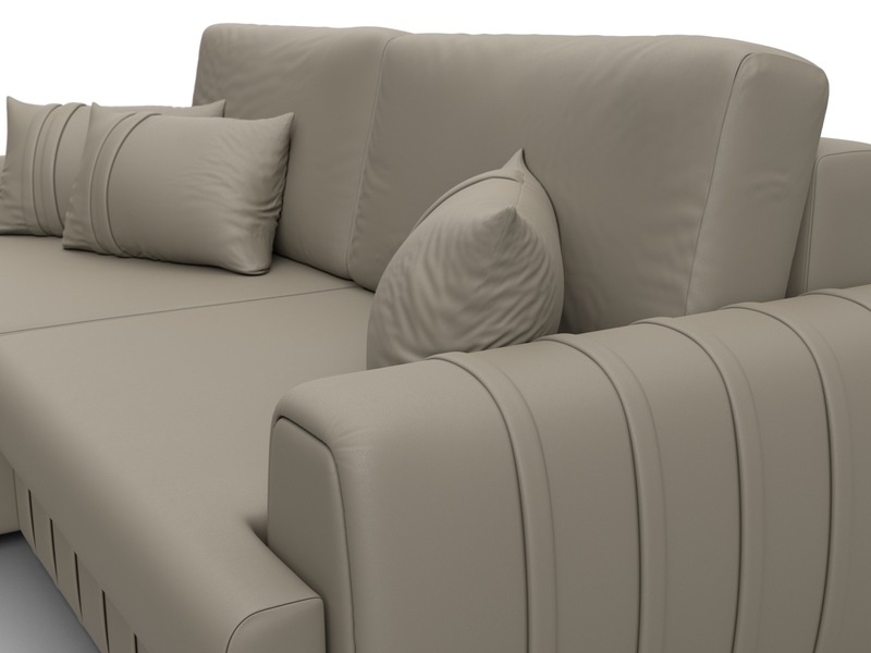 Диван угловой Лига-057 НПБ угол левый, Экокожа, GRIFON 04 бежевый