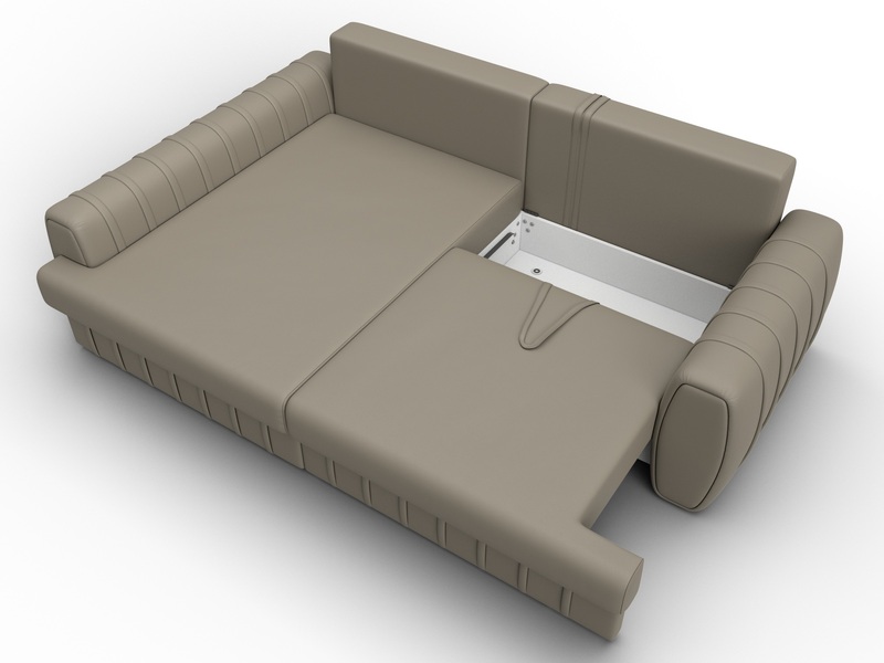 Диван угловой Лига-057 НПБ угол левый, Экокожа, GRIFON 04 бежевый