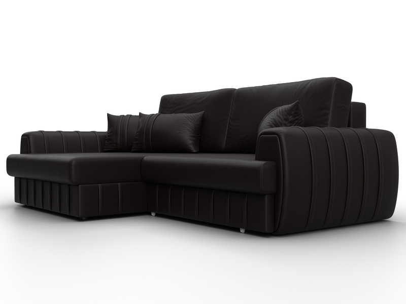 Диван угловой Лига-057 НПБ угол левый, Экокожа, GRIFON 12 коричневый