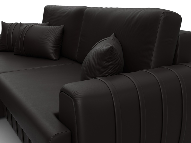 Диван угловой Лига-057 НПБ угол левый, Экокожа, GRIFON 12 коричневый