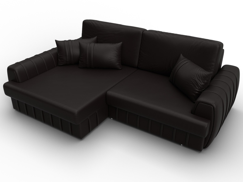 Диван угловой Лига-057 НПБ угол левый, Экокожа, GRIFON 12 коричневый