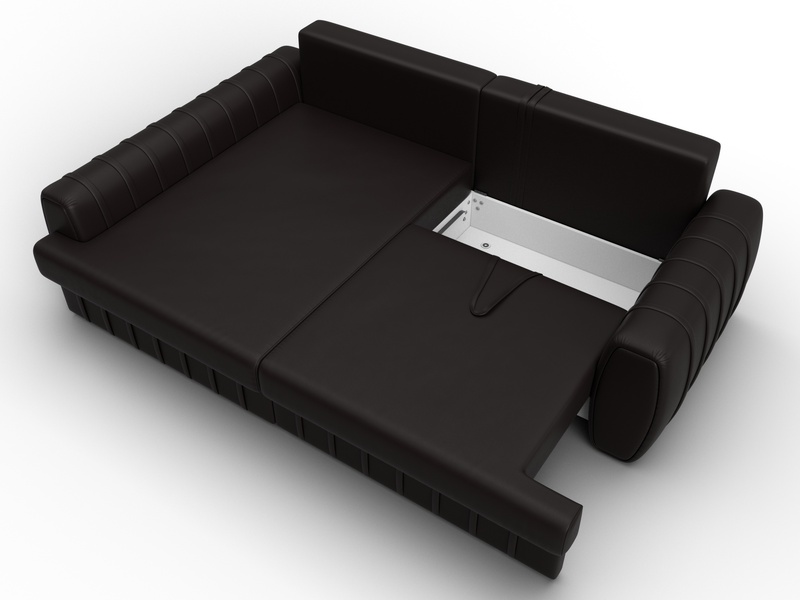 Диван угловой Лига-057 НПБ угол левый, Экокожа, GRIFON 12 коричневый