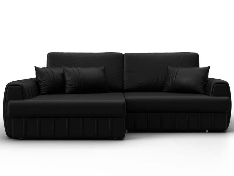 Диван угловой Лига-057 НПБ угол левый, Экокожа, GRIFON 18 черный