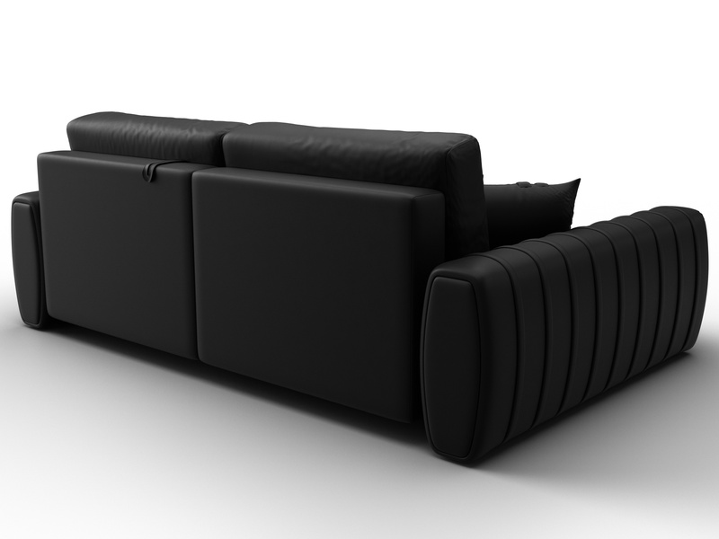 Диван угловой Лига-057 НПБ угол левый, Экокожа, GRIFON 18 черный