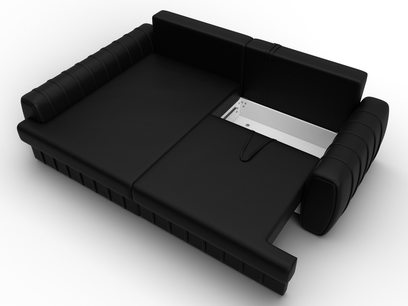 Диван угловой Лига-057 НПБ угол левый, Экокожа, GRIFON 18 черный