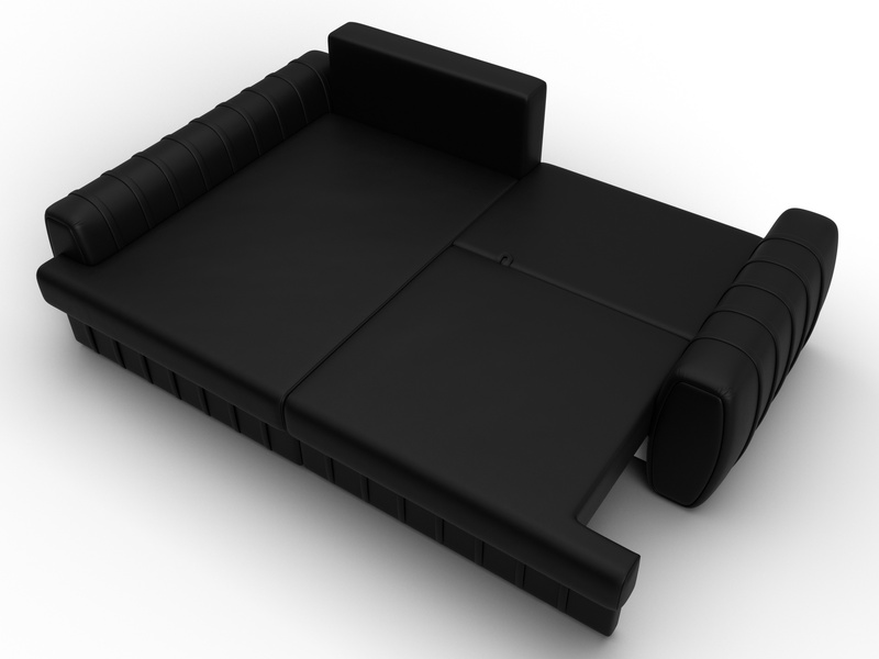 Диван угловой Лига-057 НПБ угол левый, Экокожа, GRIFON 18 черный