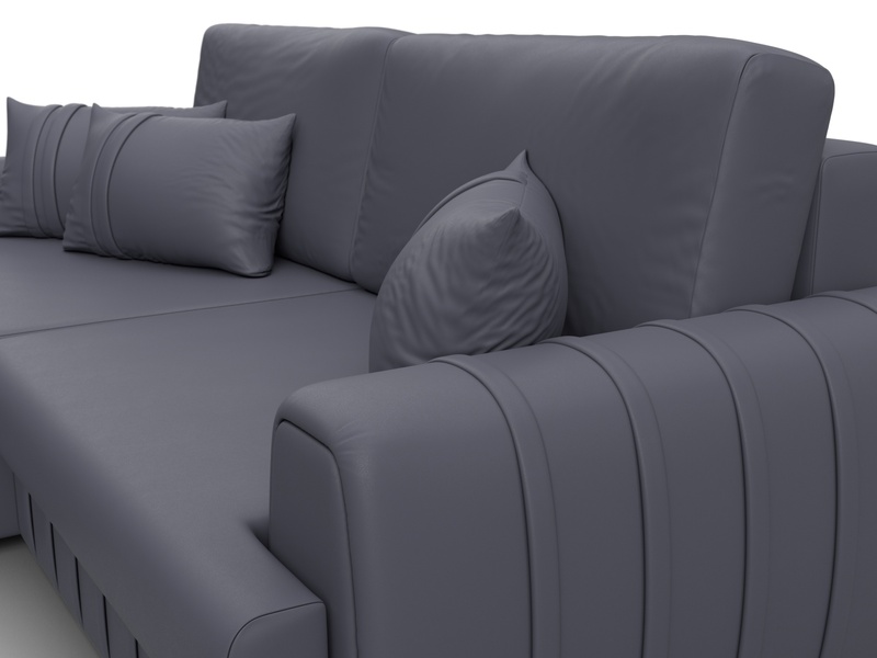 Диван угловой Лига-057 НПБ угол левый, Экокожа, GRIFON 15 серый