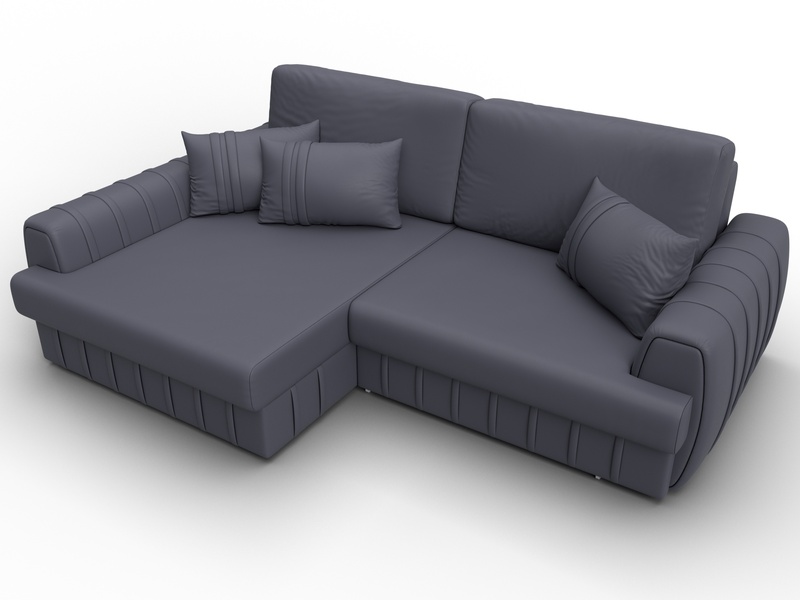 Диван угловой Лига-057 НПБ угол левый, Экокожа, GRIFON 15 серый