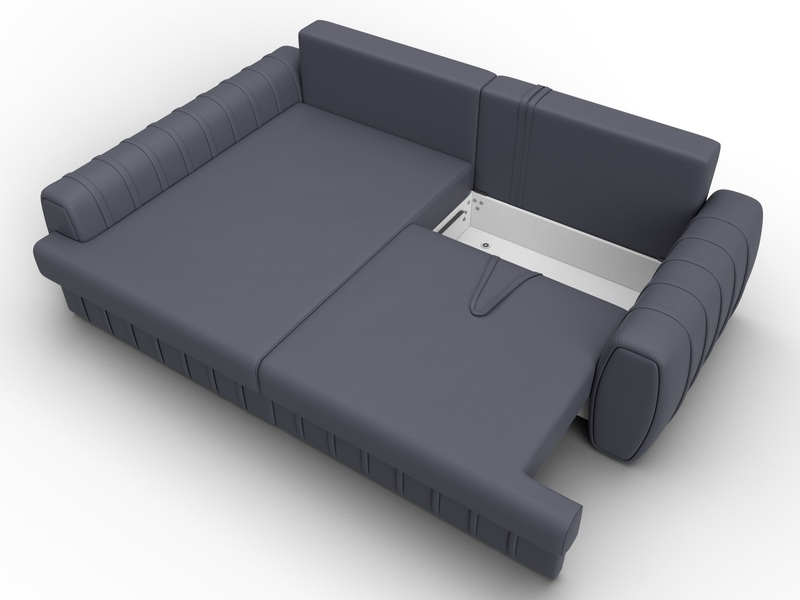 Диван угловой Лига-057 НПБ угол левый, Экокожа, GRIFON 15 серый