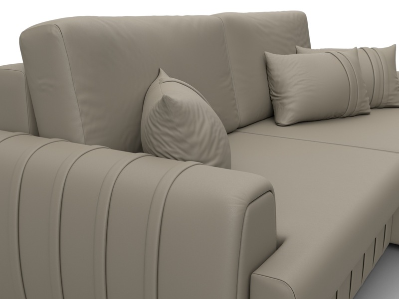 Диван угловой Лига-057 НПБ угол правый, Экокожа, GRIFON 04 бежевый