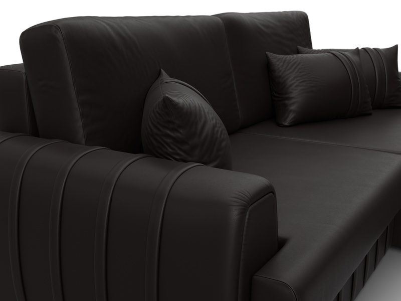 Диван угловой Лига-057 НПБ угол правый, Экокожа, GRIFON 12 коричневый