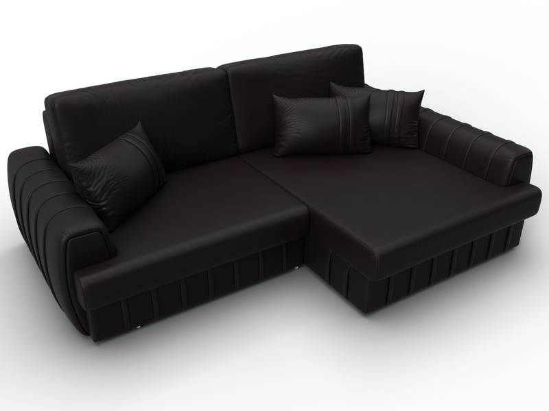 Диван угловой Лига-057 НПБ угол правый, Экокожа, GRIFON 12 коричневый