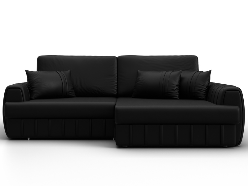 Диван угловой Лига-057 НПБ угол правый, Экокожа, GRIFON 18 черный