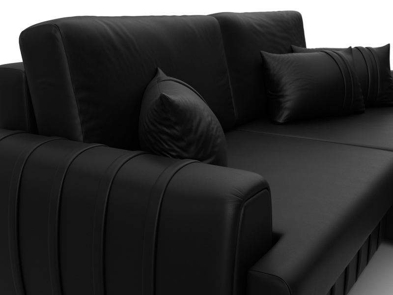 Диван угловой Лига-057 НПБ угол правый, Экокожа, GRIFON 18 черный