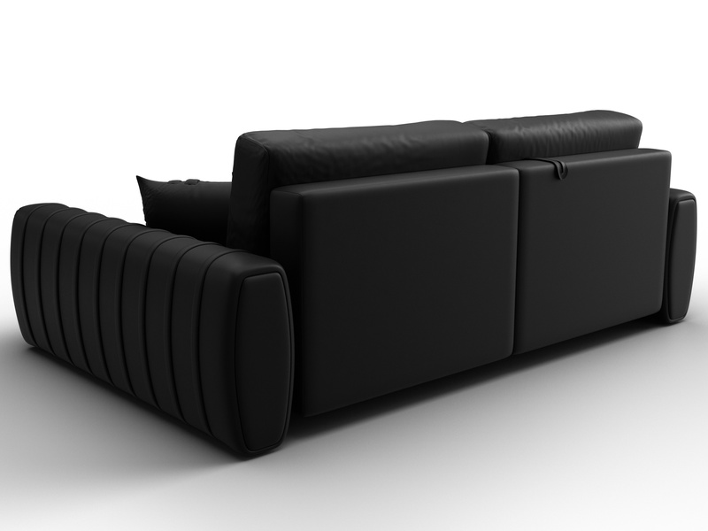 Диван угловой Лига-057 НПБ угол правый, Экокожа, GRIFON 18 черный