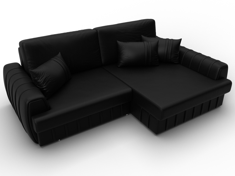 Диван угловой Лига-057 НПБ угол правый, Экокожа, GRIFON 18 черный