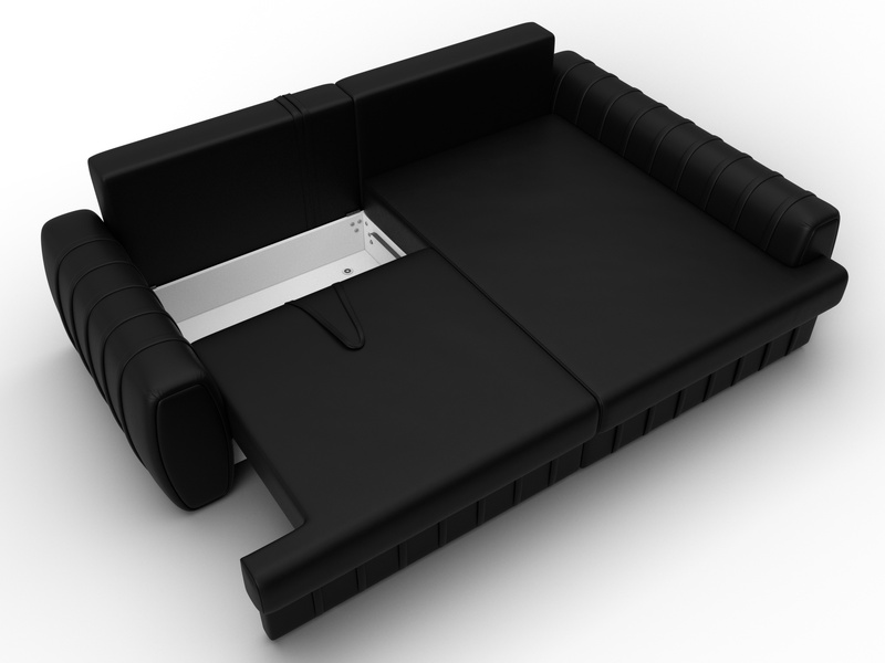 Диван угловой Лига-057 НПБ угол правый, Экокожа, GRIFON 18 черный