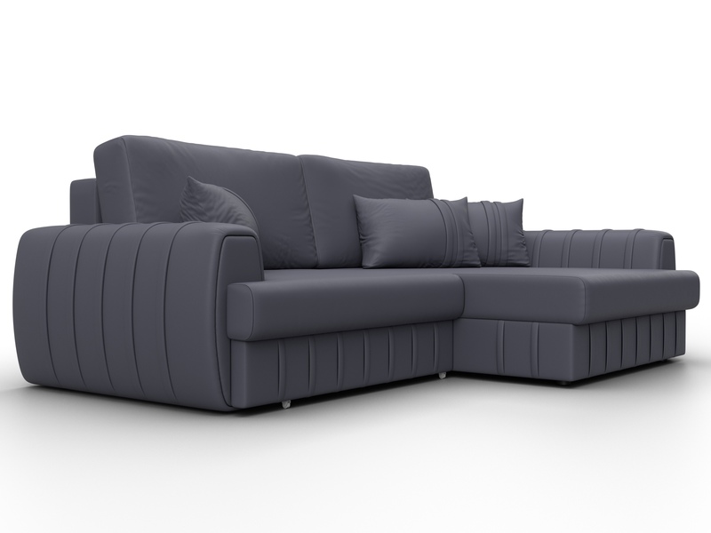 Диван угловой Лига-057 НПБ угол правый, Экокожа, GRIFON 15 серый