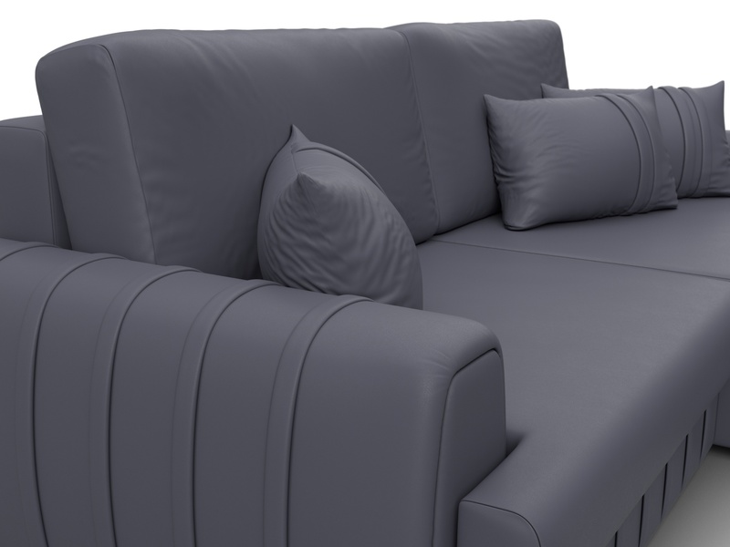 Диван угловой Лига-057 НПБ угол правый, Экокожа, GRIFON 15 серый