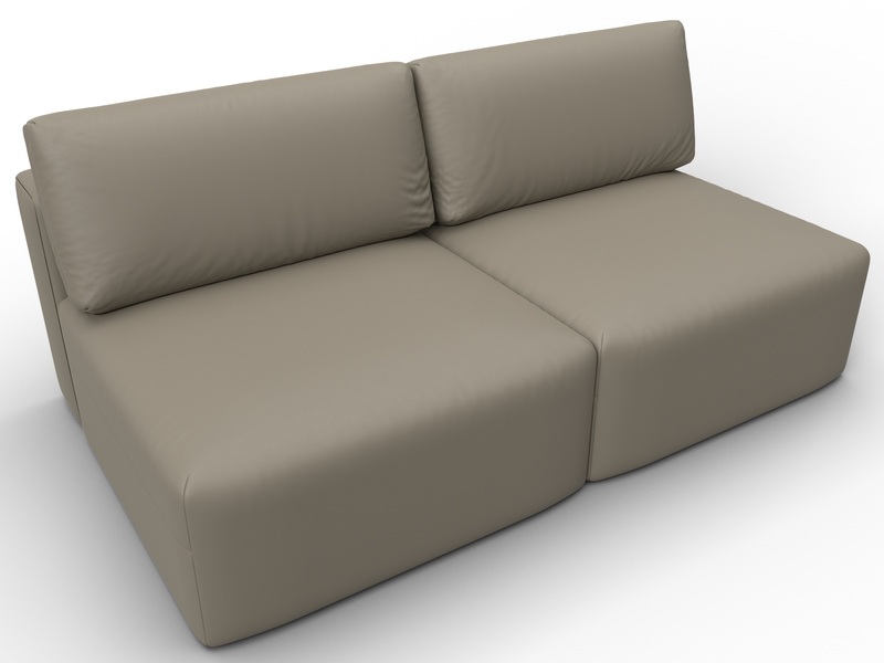 Диван прямой модульный Лига-060 НПБ, Экокожа, GRIFON 04 бежевый