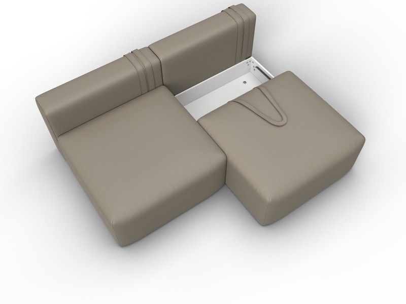 Диван прямой модульный Лига-060 НПБ, Экокожа, GRIFON 04 бежевый