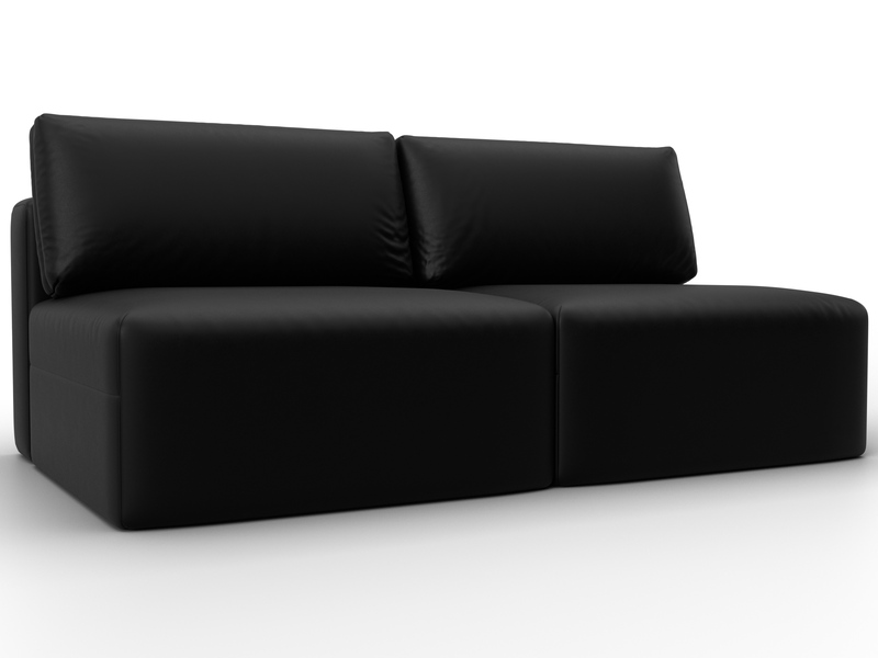 Диван прямой модульный Лига-060 НПБ, Экокожа, GRIFON 18 черный