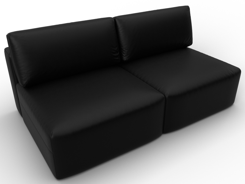 Диван прямой модульный Лига-060 НПБ, Экокожа, GRIFON 18 черный