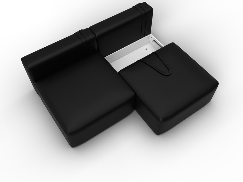 Диван прямой модульный Лига-060 НПБ, Экокожа, GRIFON 18 черный