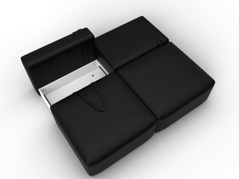 Диван прямой модульный Лига-060 НПБ, Экокожа, GRIFON 18 черный