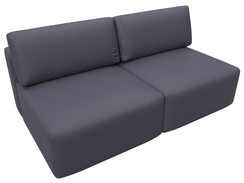 Диван прямой модульный Лига-060 НПБ, Экокожа, GRIFON 15 серый