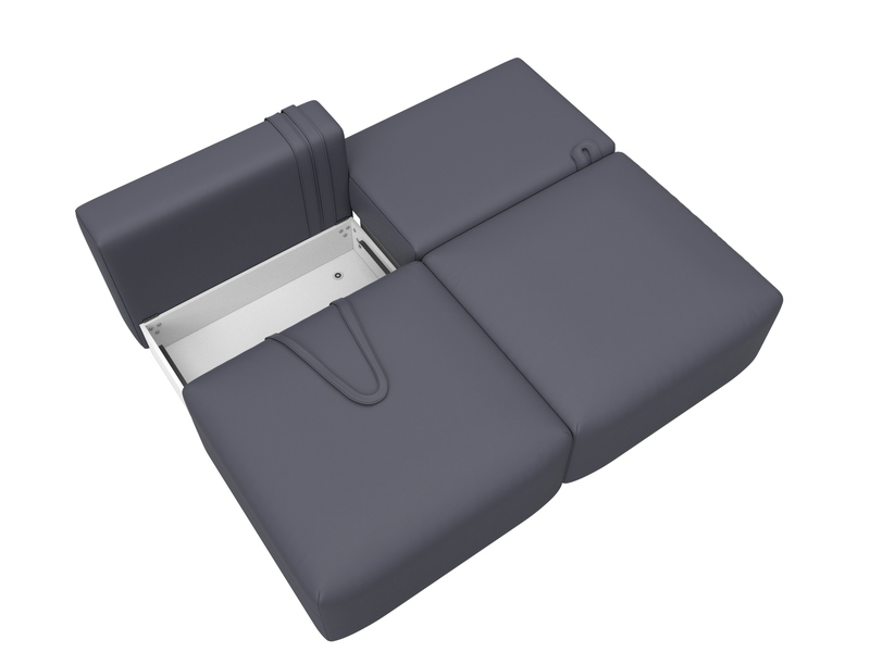 Диван прямой модульный Лига-060 НПБ, Экокожа, GRIFON 15 серый