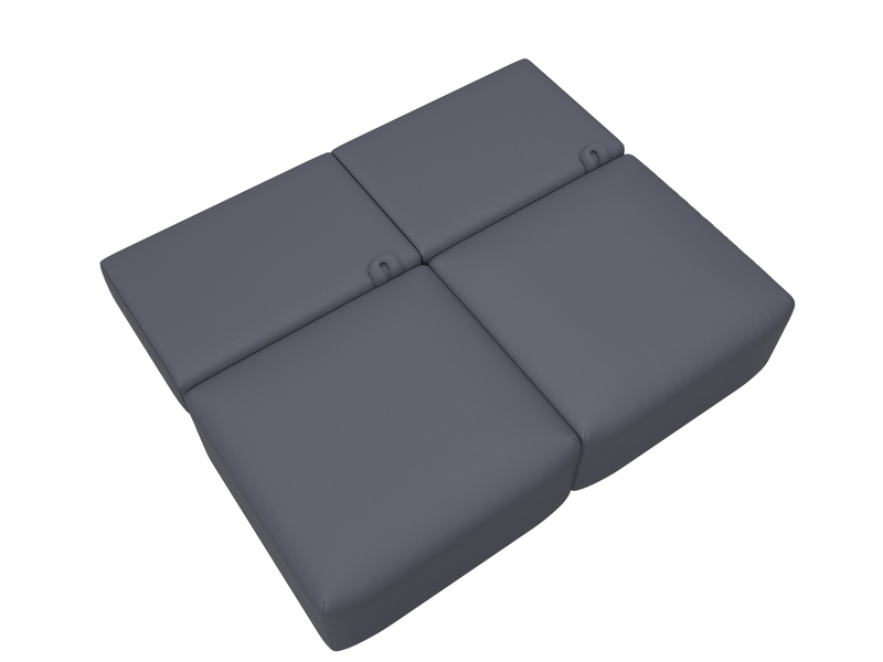 Диван прямой модульный Лига-060 НПБ, Экокожа, GRIFON 15 серый