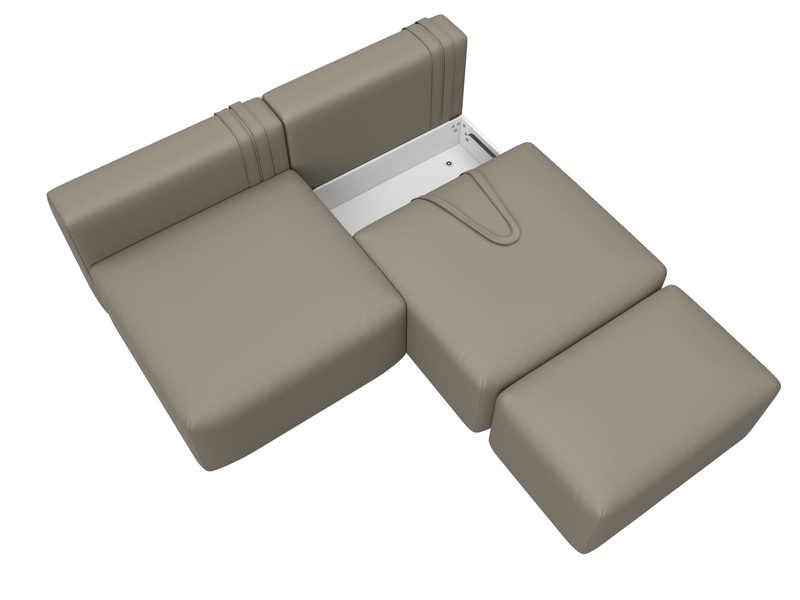 Диван прямой модульный с пуфом Лига-060 НПБ, Экокожа, GRIFON 04 бежевый