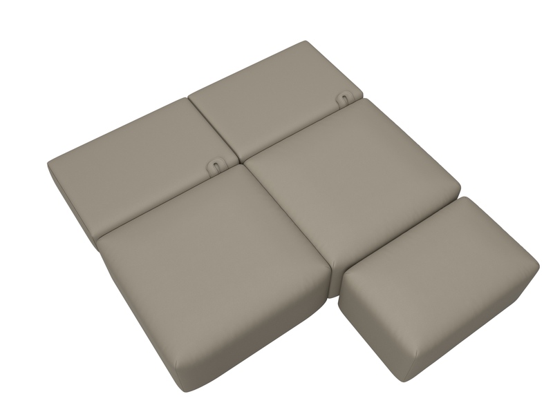 Диван прямой модульный с пуфом Лига-060 НПБ, Экокожа, GRIFON 04 бежевый